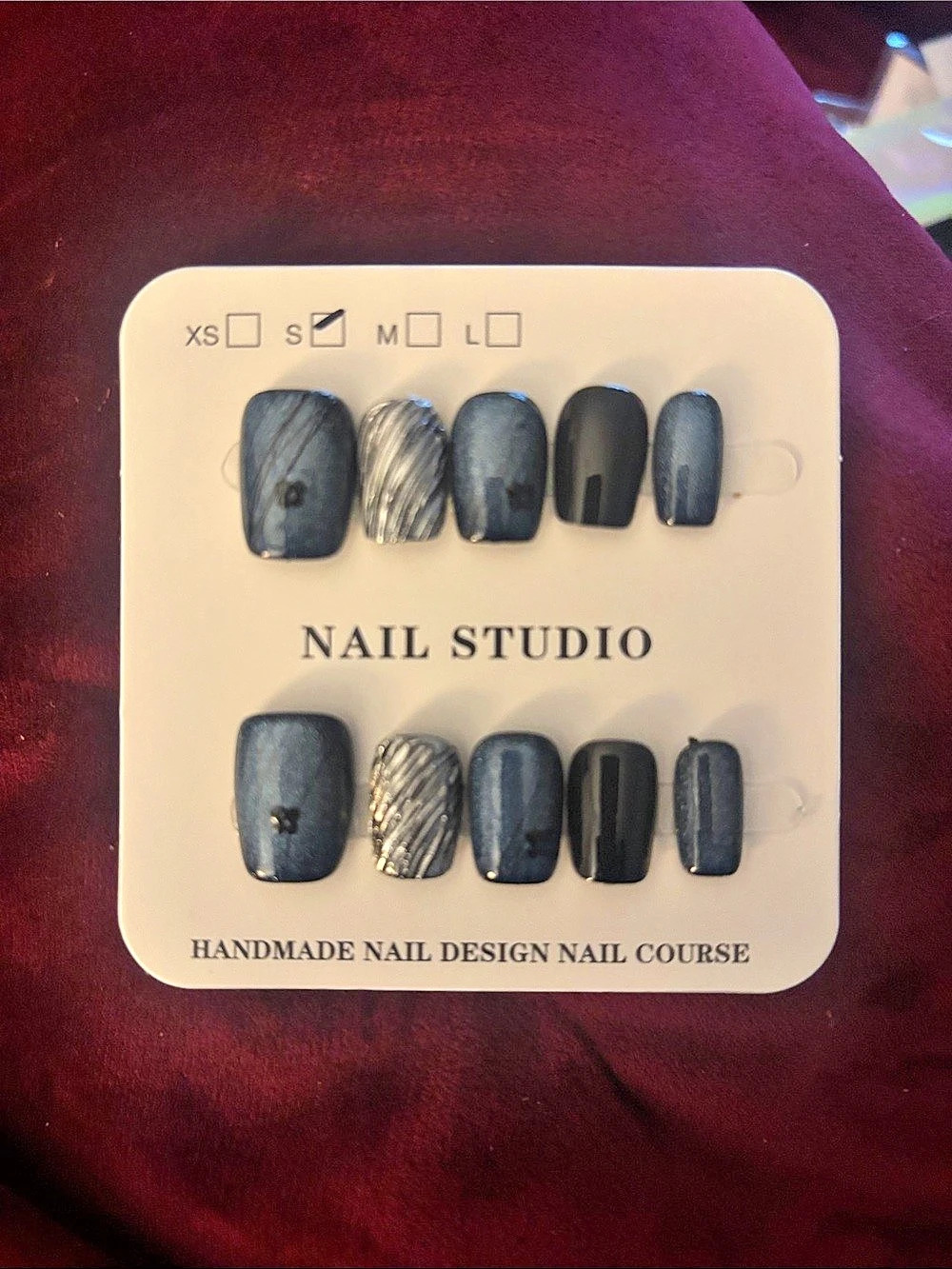 Black & Gray Press-On Nails Small
